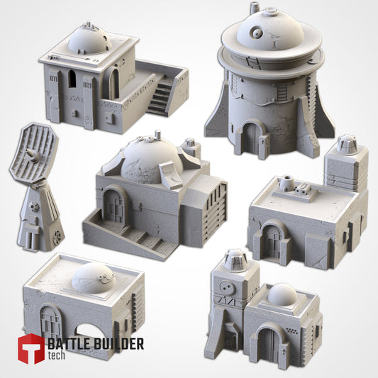 Desert Outpost Buildings - Set of 6 - Star Wars - Dune - 40k - Infinity